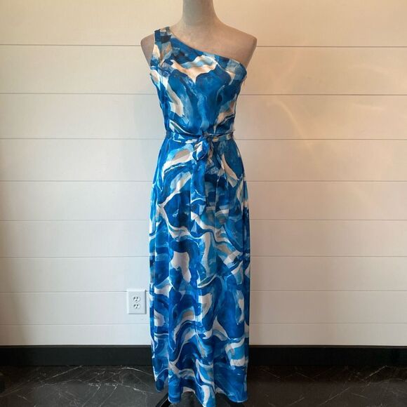 Nicole Miller Dresses & Skirts - Size 2 Nicole Miller Dress One Shoulder Swirls Blue Whimsy Romantic Elegant